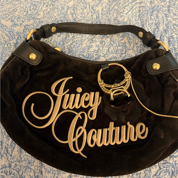 Juicy Couture Handbags - Y2K Juicy Couture Black Hobo Bag with Gold Embroidery